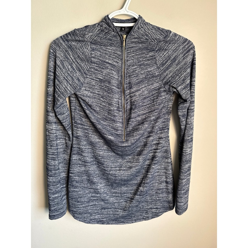 Dynamite Womens Marled Blue Grey Quarter Zip Pullover S Athleisure Activewear